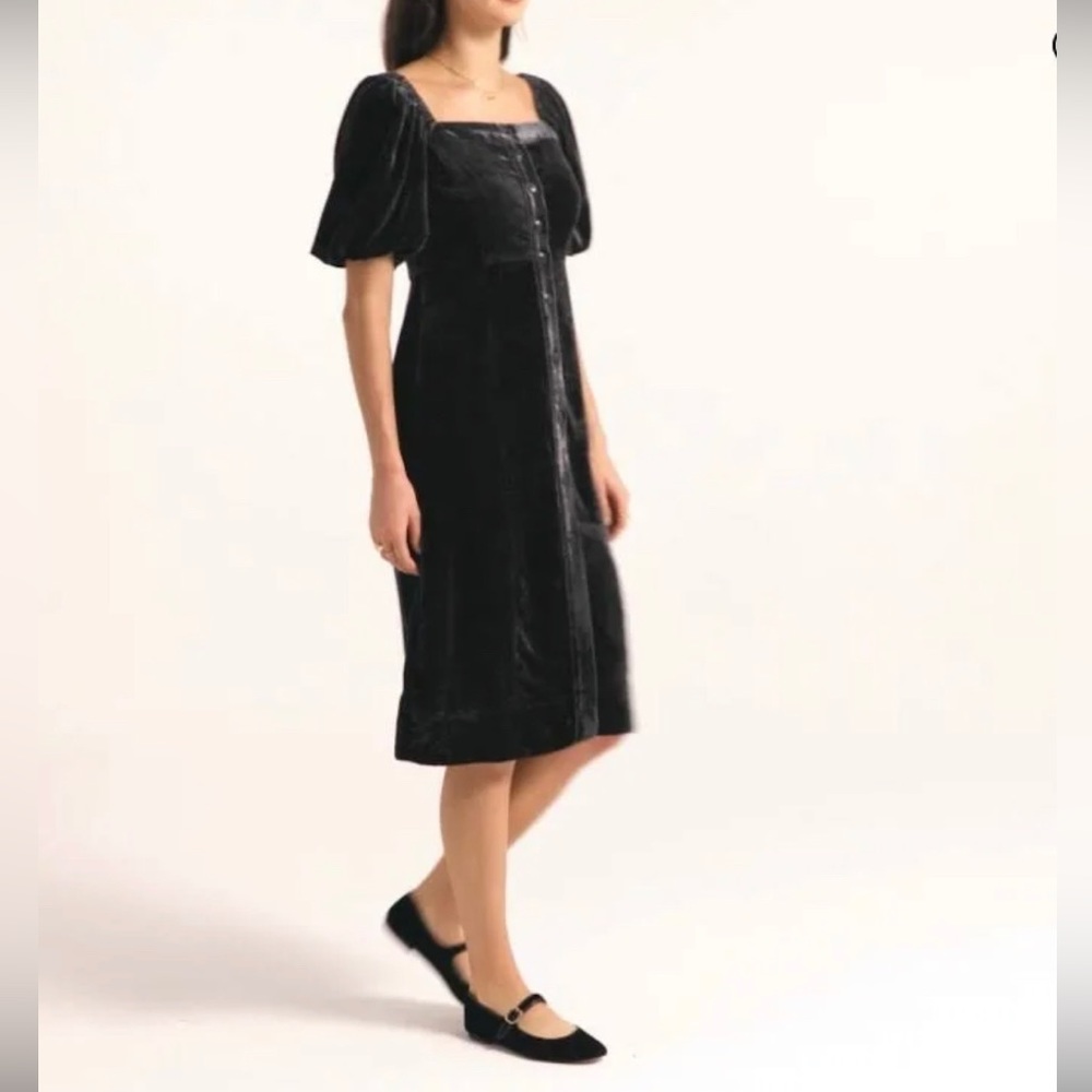 J. Crew NWT velvet puffy sleeve square neck midi dress size 4